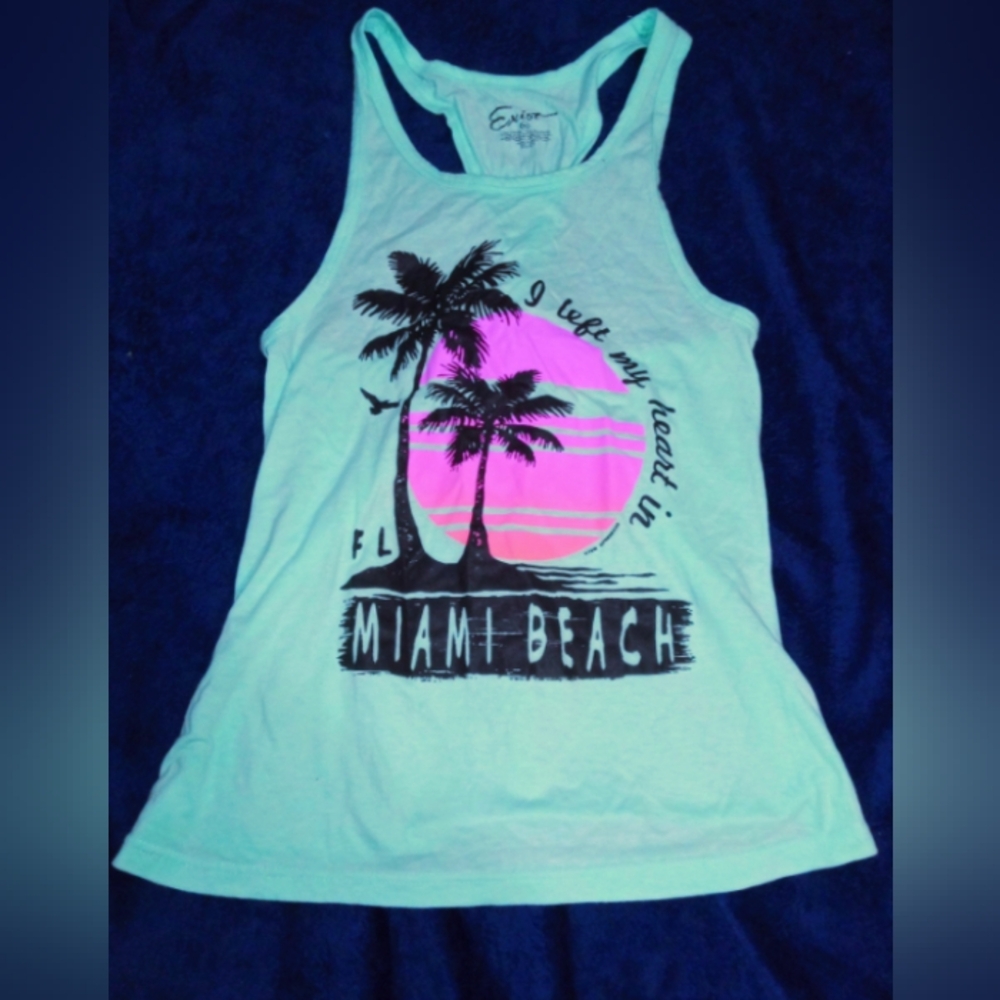 Exist mint color knit racerback tank with Miami graphics Size XL